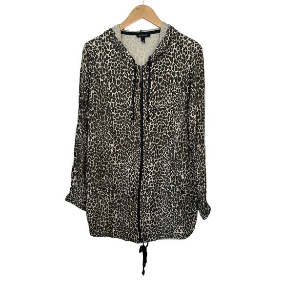 Torrid Full Zip Hoodie Top Lightweight Leopard Print Pockets Rayon Size 2X‎ - Picture 1 of 11